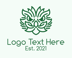Symmetric - Green Plant Dragon logo design
