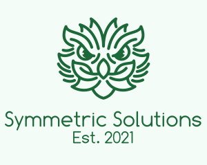 Symmetric - Green Plant Dragon logo design