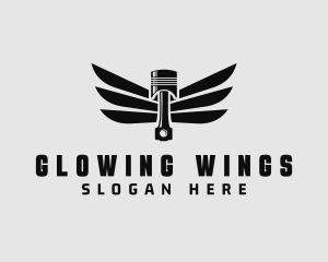 Modern Piston Wings logo design