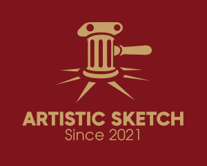Drawing - Justice Gavel Drawing logo design