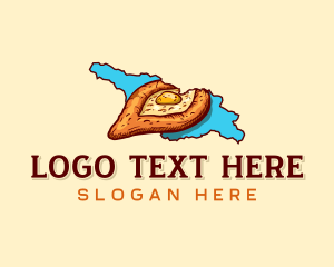 European Dish - Georgia Khachapuri Snack logo design