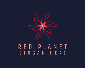 Red Pinwheel Flower logo design