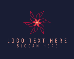 Windmill - Red Pinwheel Flower logo design