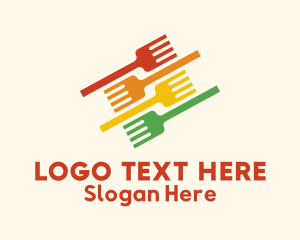 Eat - Diagonal Fork Placement logo design