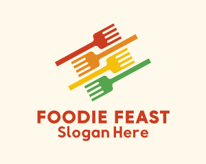 Eating - Diagonal Fork Placement logo design