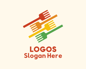 Colorful - Diagonal Fork Placement logo design