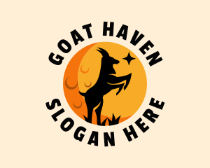 Goat - Moon Goat Horns logo design