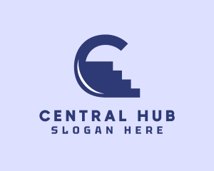 Central - Blue Climb Letter C logo design