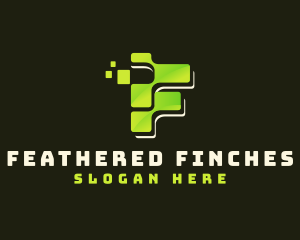 Tech Pixel Letter F logo design