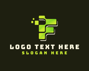 App - Tech Pixel Letter F logo design
