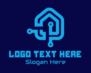 Webhosting - Blue House Circuit logo design