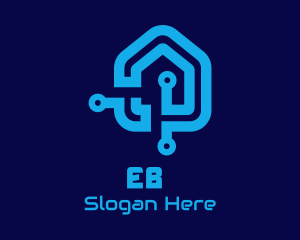 Internet - Blue House Circuit logo design