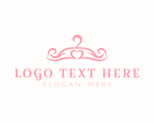 Wardrobe - Pink Heart Hanger logo design