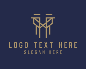 Gold - Pillar Construction Real Estate logo design