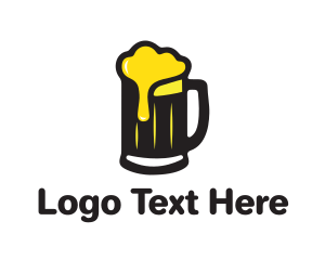 Bar - Golden Foaming Beer Mug logo design