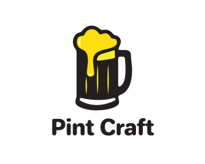 Pint - Golden Foaming Beer Mug logo design
