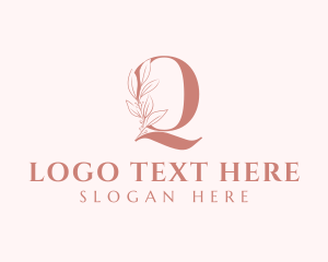 Makeup Artist - Elegant Leaves Letter Q logo design