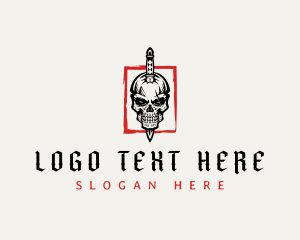 Skull - Dagger Skull Knife Weapon logo design