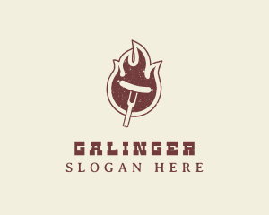 Sizzling - Flame Barbecue Sausage logo design