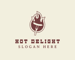 Flame Barbecue Sausage logo design