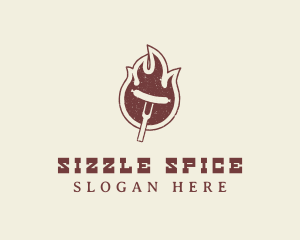 Flame Barbecue Sausage logo design