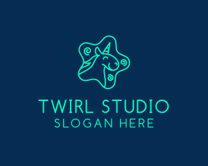 Twirl - Happy Unicorn Star logo design