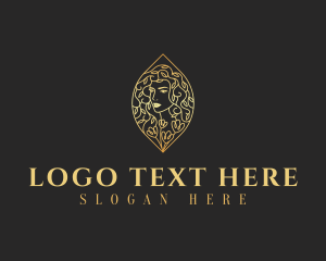 Golden - Feminine Floral Lady logo design