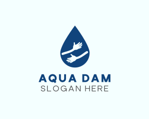 Dam - Water Droplet Hands logo design