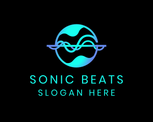 Sound Sonic Wave Globe logo design