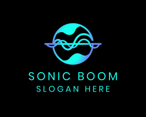 Sound Sonic Wave Globe logo design