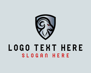 Cartoon - Ram Horn Shield logo design