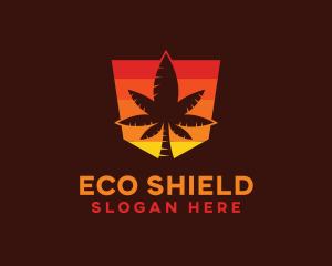 Sunset Cannabis Shield logo design