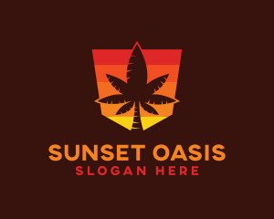 Sunset Cannabis Shield logo design