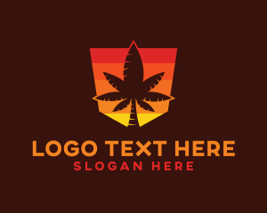 Tree - Sunset Cannabis Shield logo design
