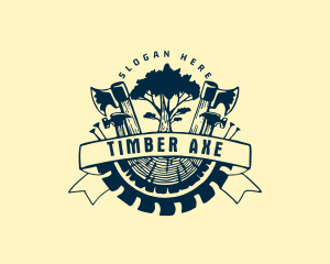 Tree Lumber Woodworking Tools logo design