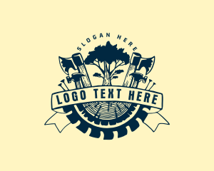 Tree Lumber Woodworking Tools Logo