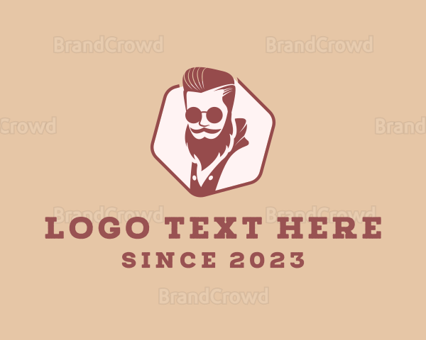 Hipster Man Barbershop Logo