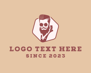 Hipster - Hipster Man Barbershop logo design