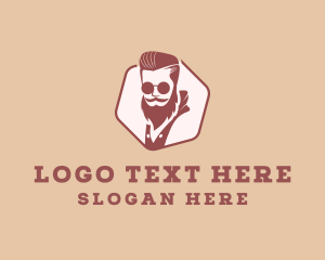 Hipster Man Barbershop Logo