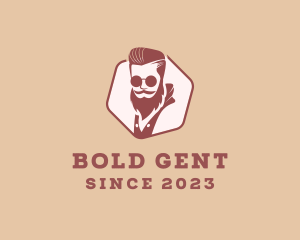 Hipster Man Barbershop logo design