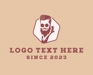 Man - Hipster Man Barbershop logo design