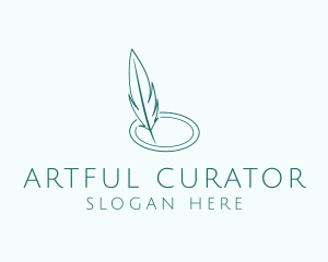 Feather Quill Line Art logo design