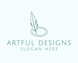 Feather Quill Line Art logo design