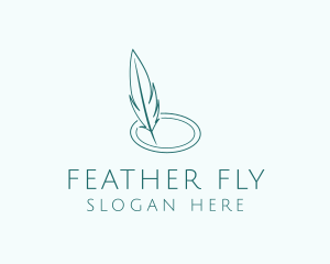 Feather Quill Line Art logo design