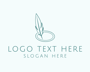 Feather - Feather Quill Line Art logo design