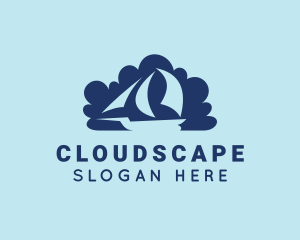 Blue Cloud Boat  logo design