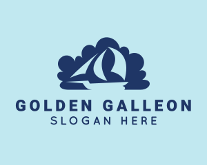 Galleon - Blue Cloud Boat logo design