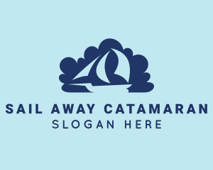 Catamaran - Blue Cloud Boat logo design