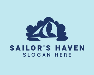 Blue Cloud Boat  logo design