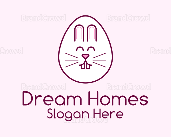 Cute Easter Bunny Egg Logo